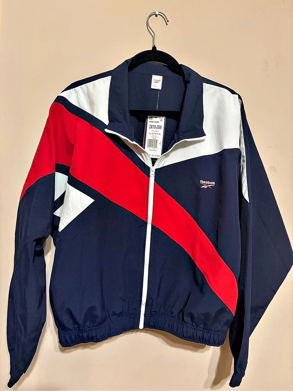 Reebok Classics Archive Track Top Color Block Windbreaker Blue & Red 2XL NWT